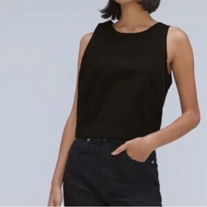 Cotton Cropped Blouse Everlane Easy Shell Top in black